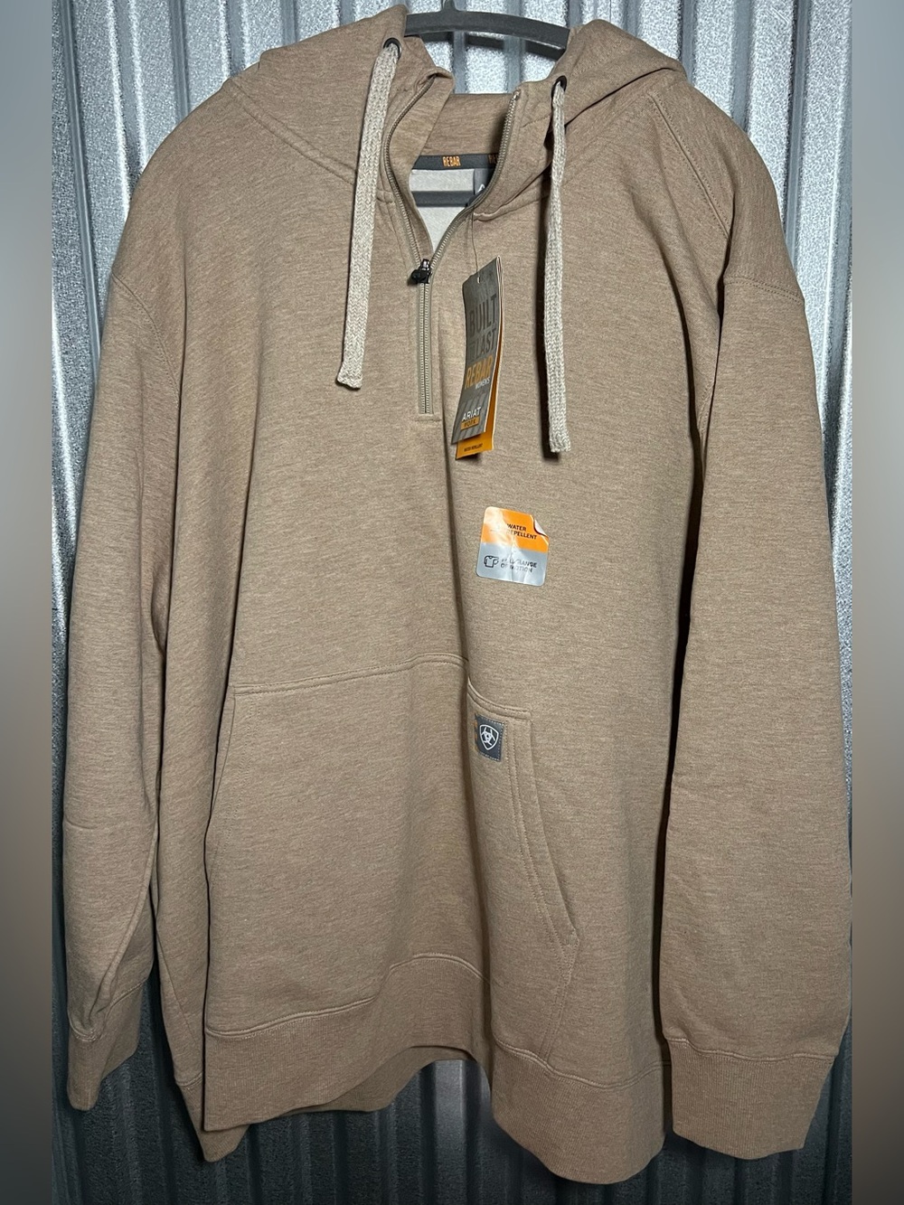 Ariat Rebar 1/4 zip Hoodie in Oatmeal Heather 3x NWT - Picture 2 of 6